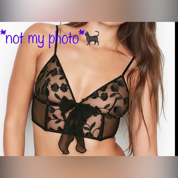 Black Mesh, long line triangle bra. Size XL - Picture 8 of 9